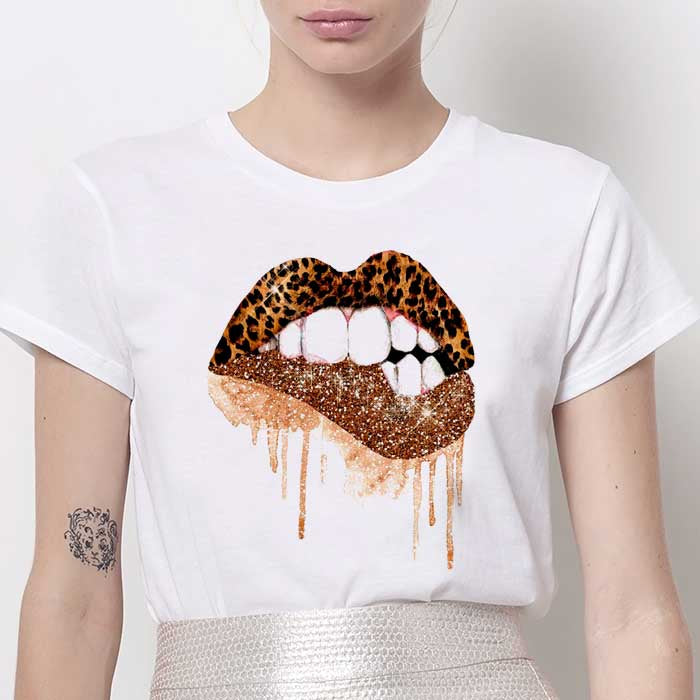 Tricou Dama Alb Leopard Lips