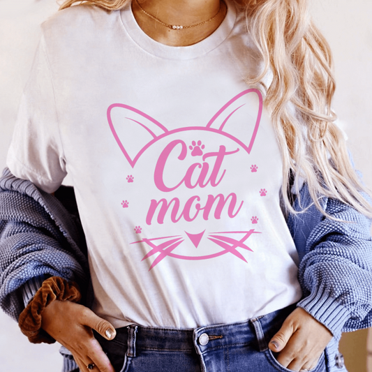 Tricou Dama Alb Cat Mom