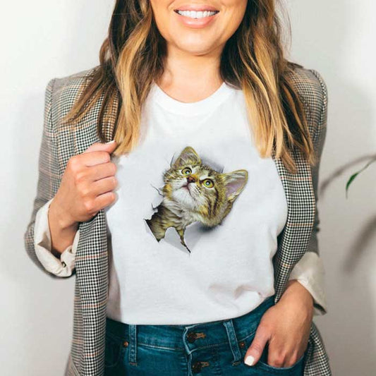 Tricou Dama Alb Cute Cat 2