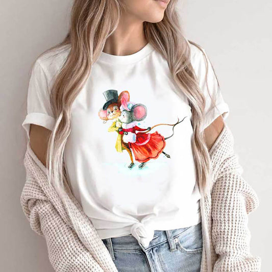 Tricou Dama Alb Dancing Mice