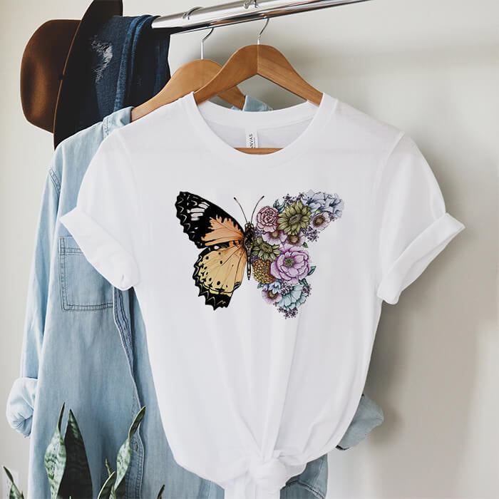 Tricou Dama Alb Butterfly In Bloom