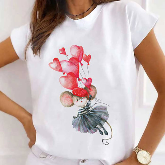 Tricou Dama Alb Lovely Mice