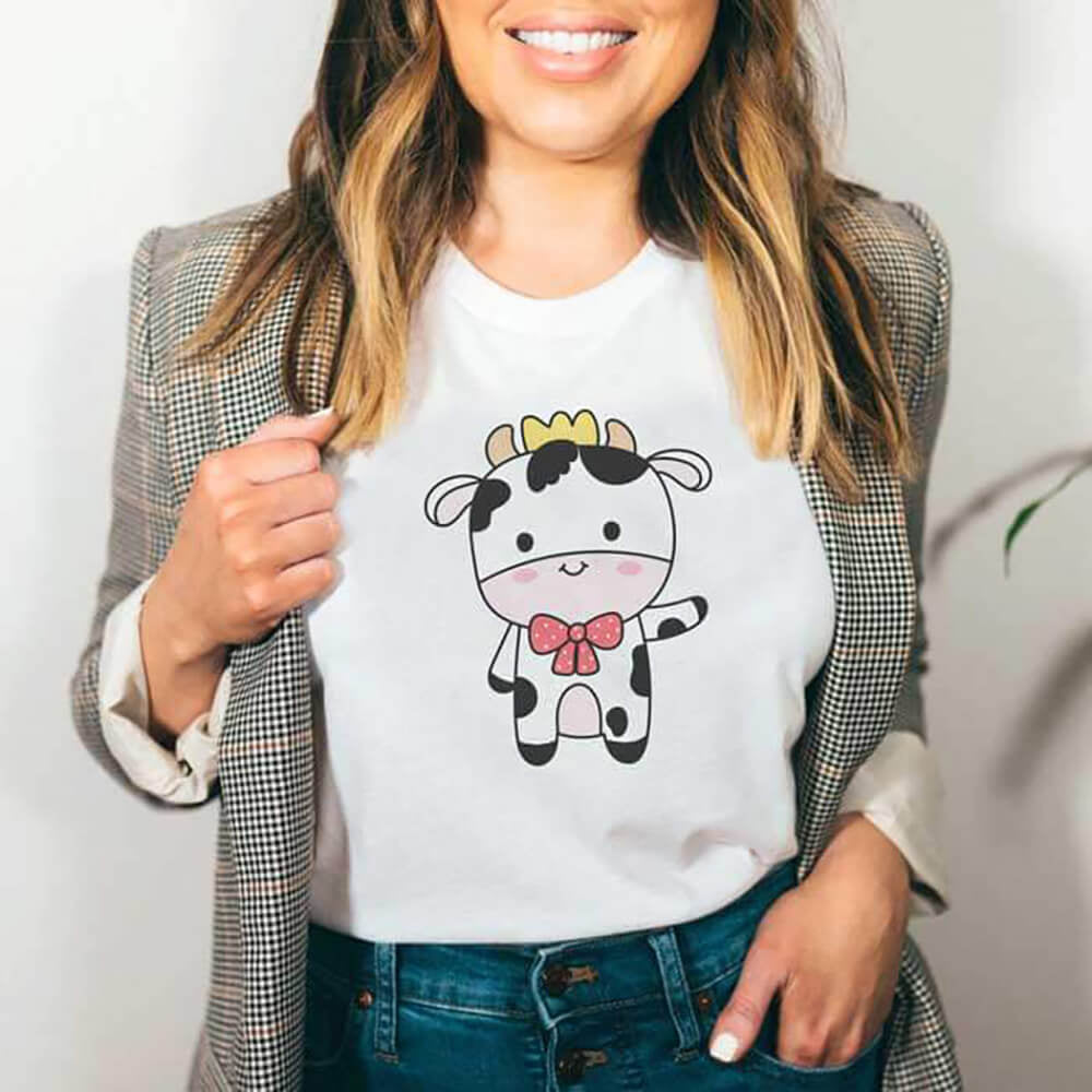 Tricou Dama Alb Hello Cow