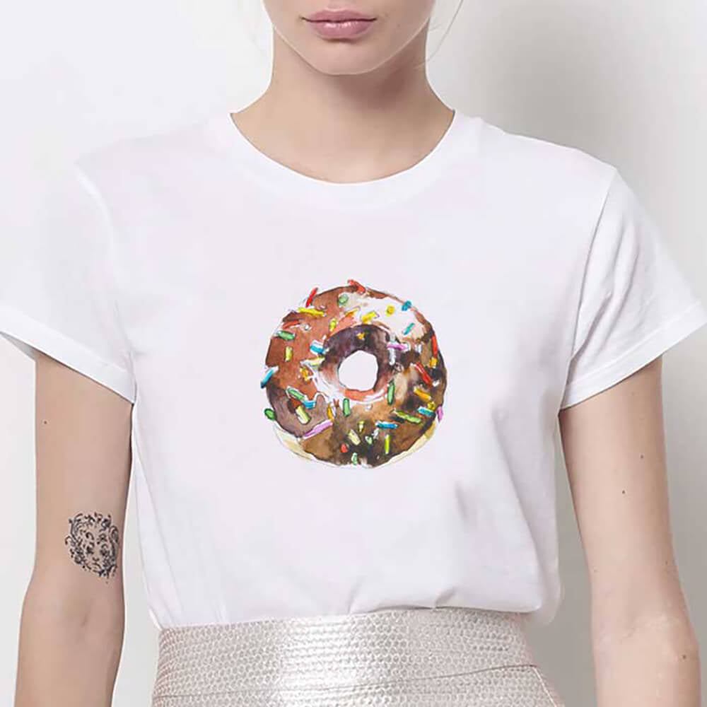 Tricou Dama Alb Glitter Donut