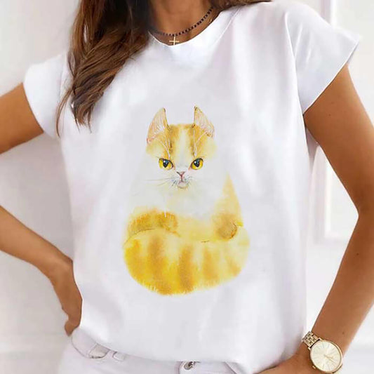 Tricou Dama Alb Mad Cat