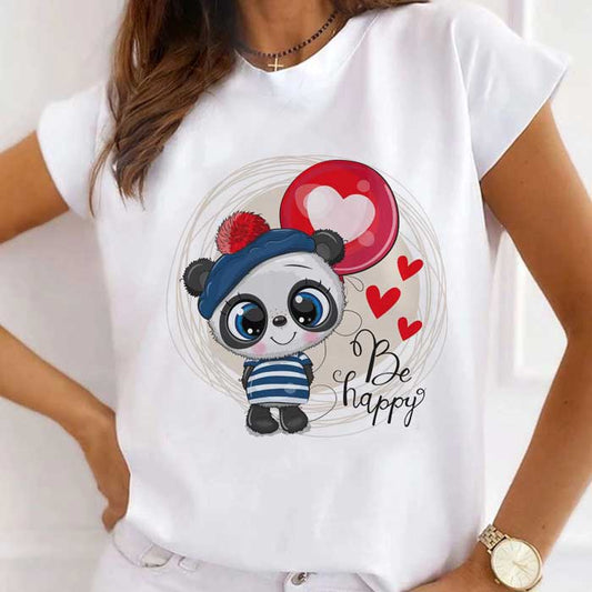 Tricou Dama Alb Happy Panda