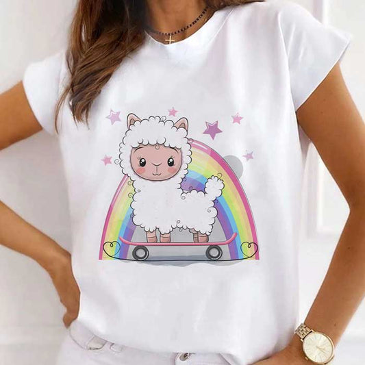 Tricou Dama Alb Rainbow Sheep