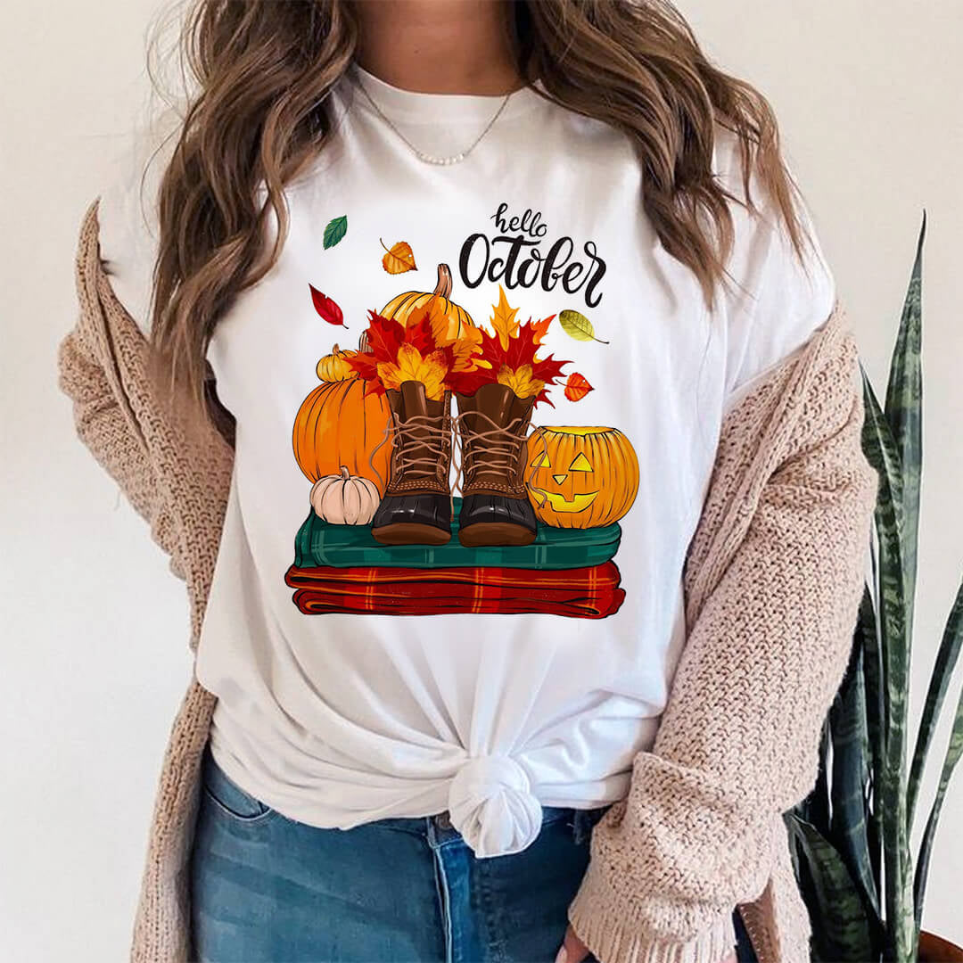 Tricou Dama Alb Hello October