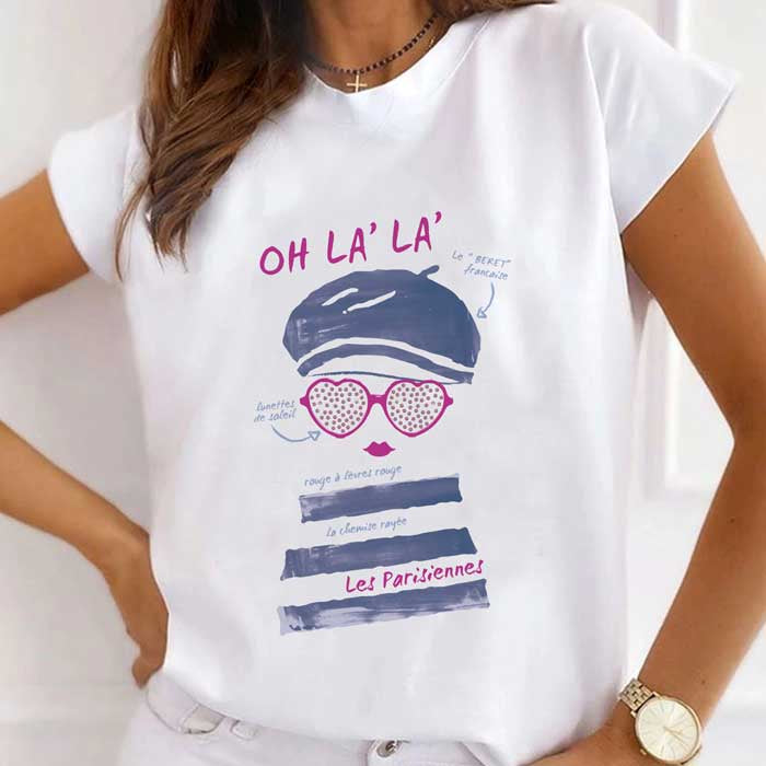 Tricou Dama Alb Les Parisiennes