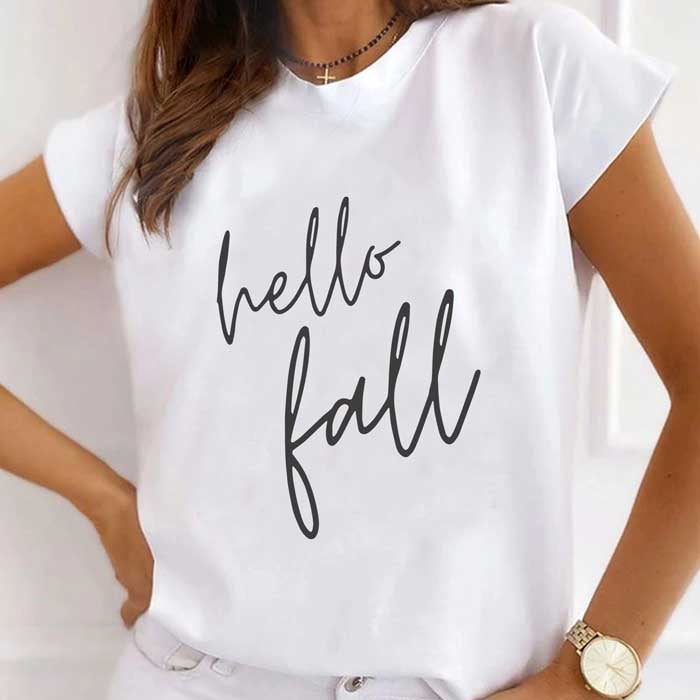 Tricou Dama Alb Hello Fall