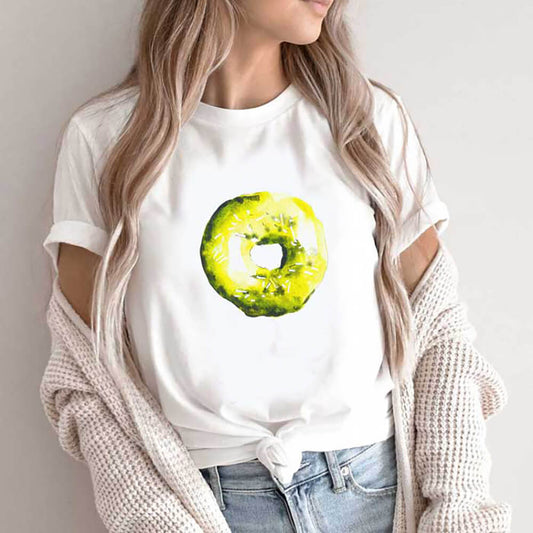 Tricou Dama Alb Yellow Donut