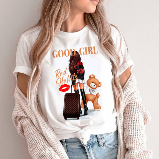 Tricou Dama Alb Good girl bad habits