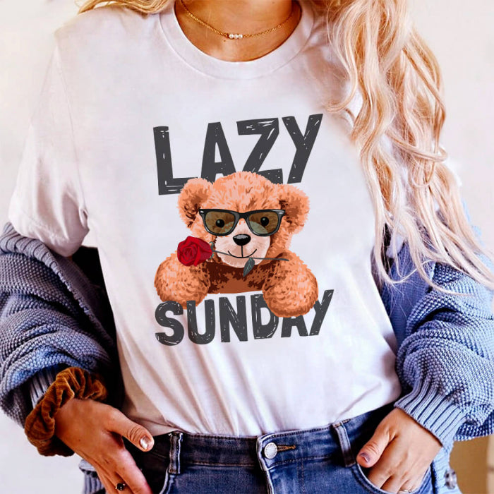 Tricou Dama Alb Lazy and sweet