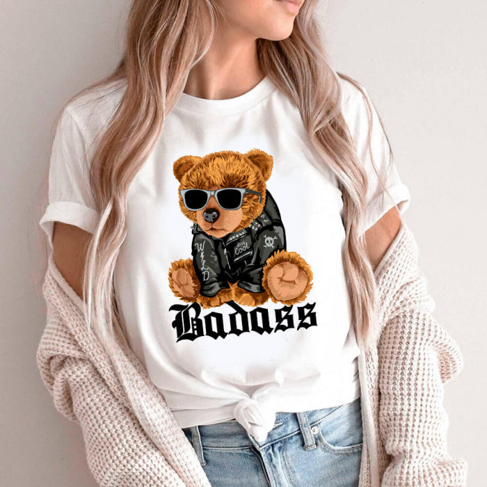 Tricou Dama Alb Teddy Bear Badass