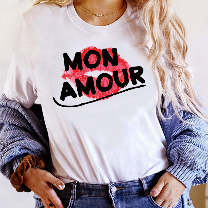 Tricou Dama Alb Mon Amour