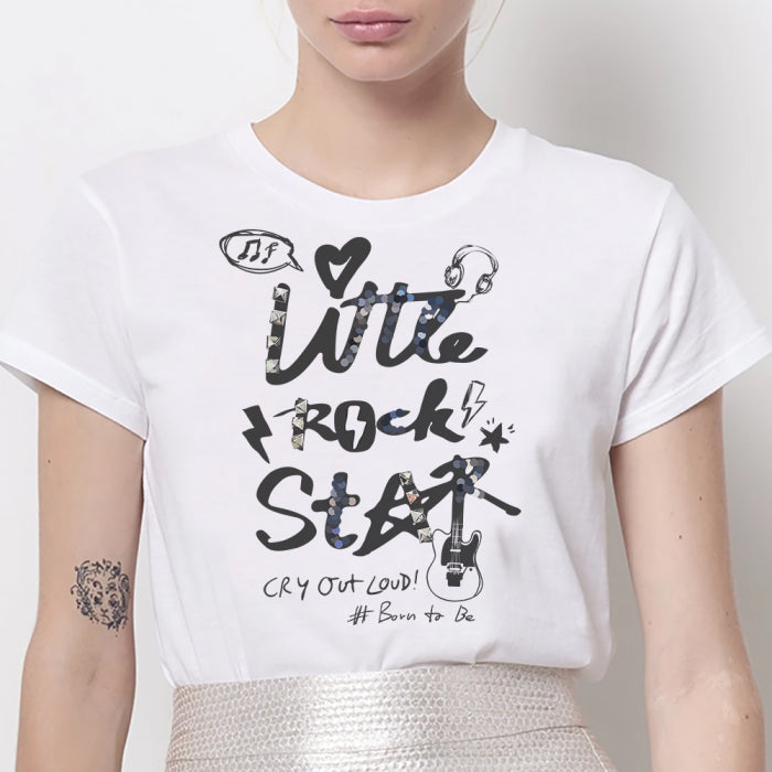 Tricou Dama Alb Little Rock Star