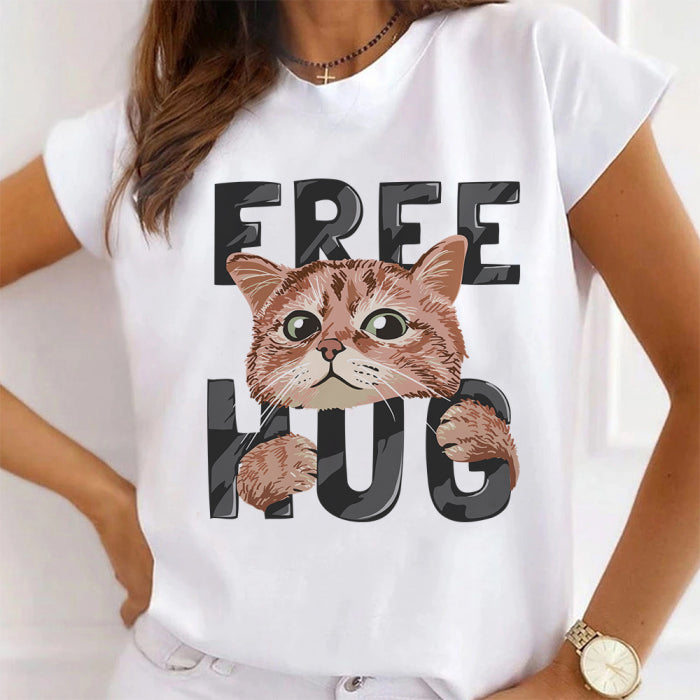 Tricou Dama Alb Free Hugs