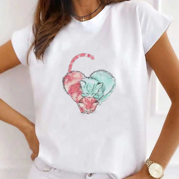 Tricou Dama Alb Love Cats