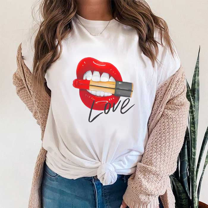 Tricou Dama Alb Love Lips