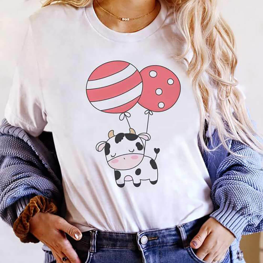 Tricou Dama Alb Flying Cow