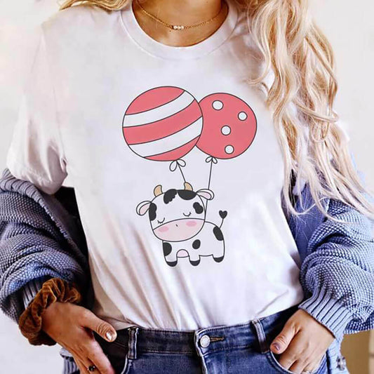 Tricou Dama Alb Flying Cow