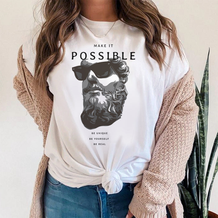 Tricou Dama Alb Make It Possible