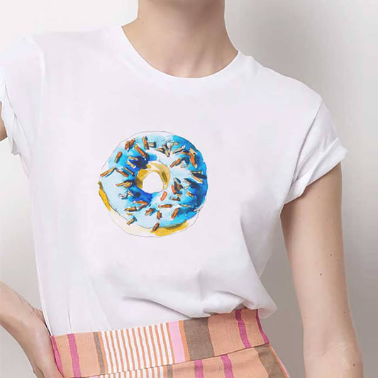 Tricou Dama Alb Blue Donut