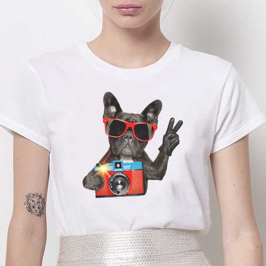 Tricou Dama Alb Photo Pug