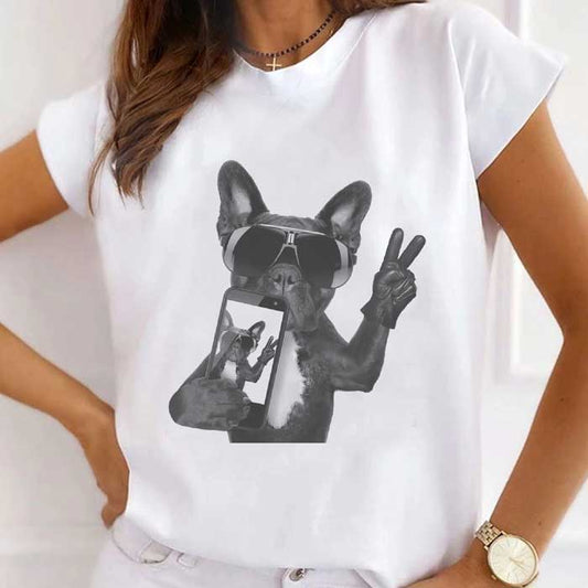 Tricou Dama Alb Photo Pug2