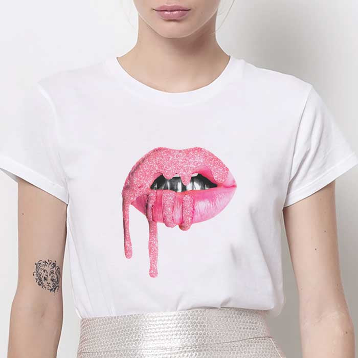 Tricou Dama Alb Pink Lips