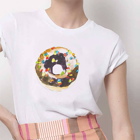 Tricou Dama Alb Chocolate Donut