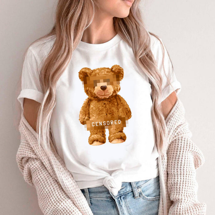 Tricou Dama Alb Censored bear