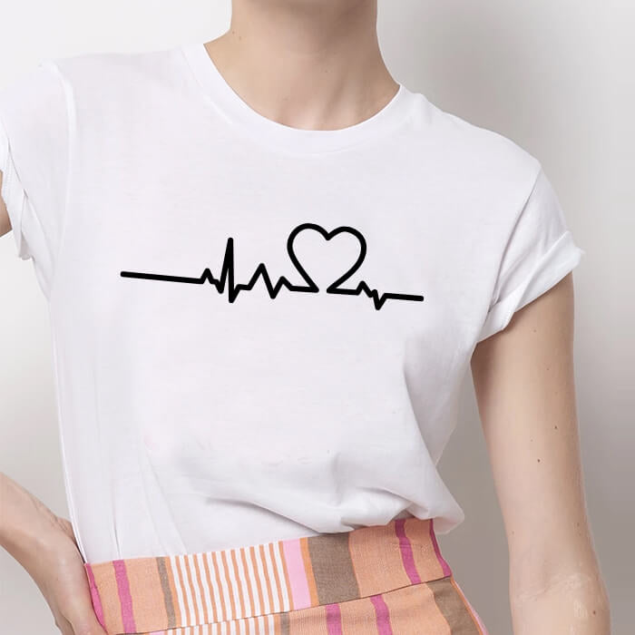 Tricou Dama Alb Heartbeat