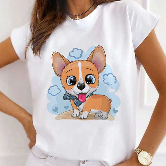 Tricou Dama Alb Sky Blue Puppy