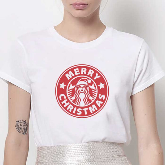 Tricou Dama Alb Starbuks Christmas