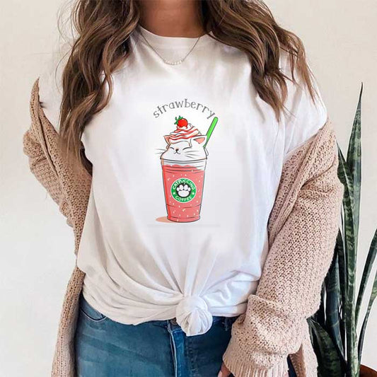 Tricou Dama Alb Strawberry