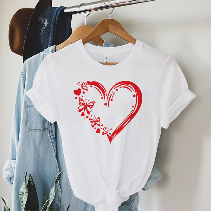 Tricou Dama Alb Butterfly Heart