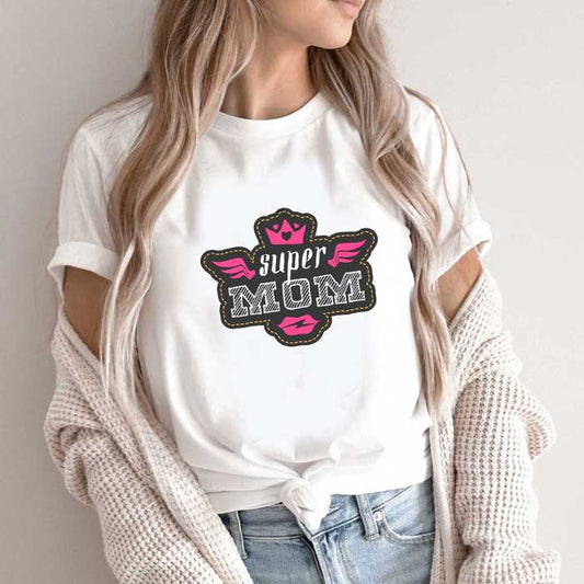 Tricou Dama Alb Super Mom