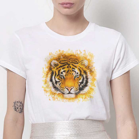 Tricou Dama Alb Tiger Pint