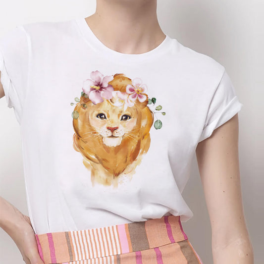 Tricou Dama Alb Paint Lion