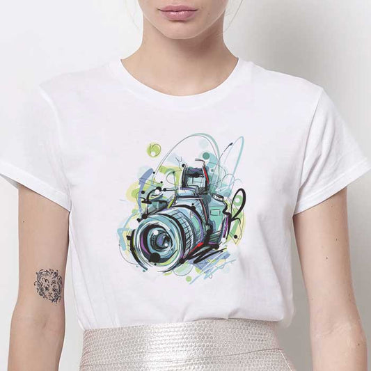 Tricou cu imprimeu grafic atrăgător pentru cameră