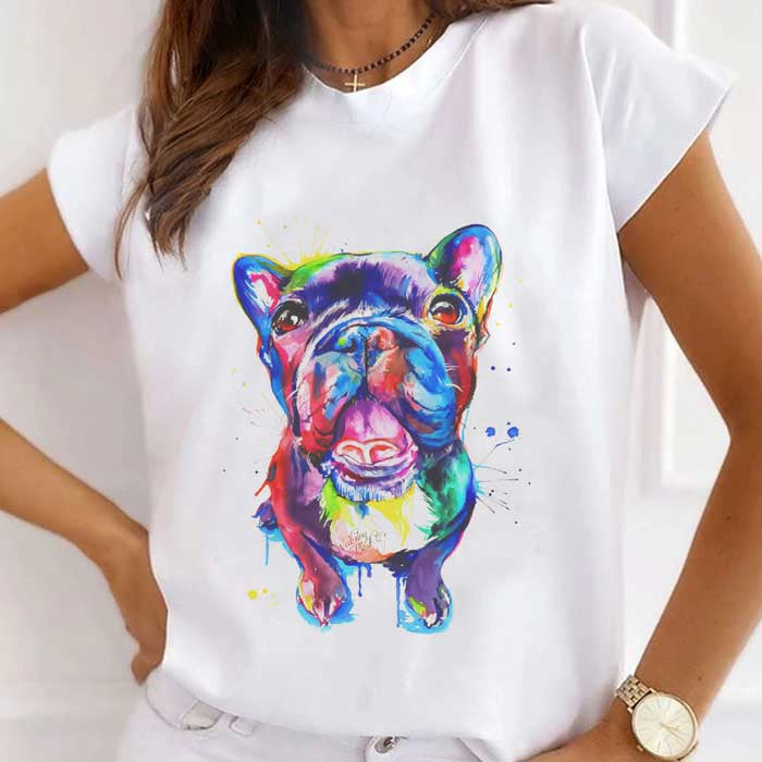 Vibrant Watercolor French Bulldog T-Shirt