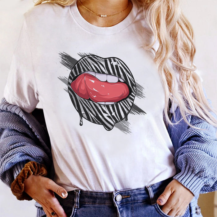 Tricou Dama Alb Zebra Lips