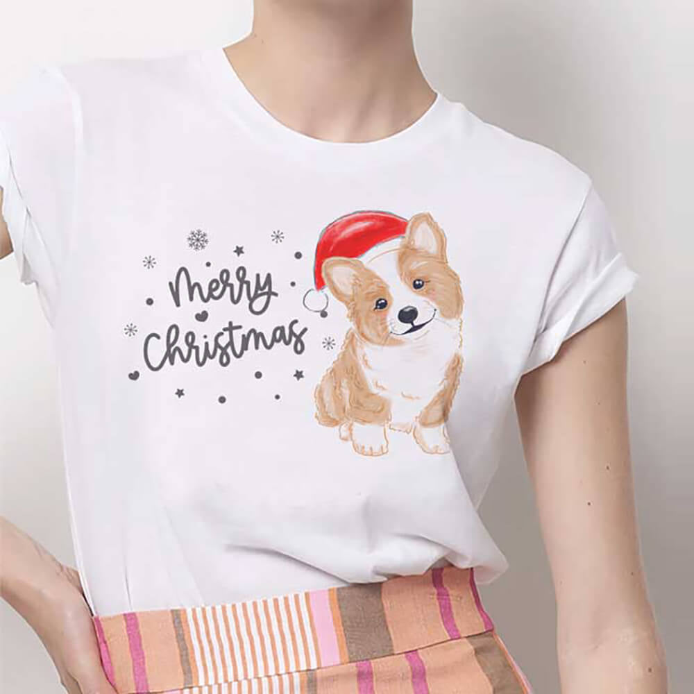 Tricou Dama Christmas Corgi