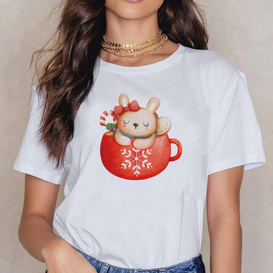 Tricou Dama Christmas Rabbit Mug