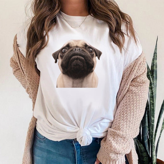 Tricou Dama Alb Fawn Pug