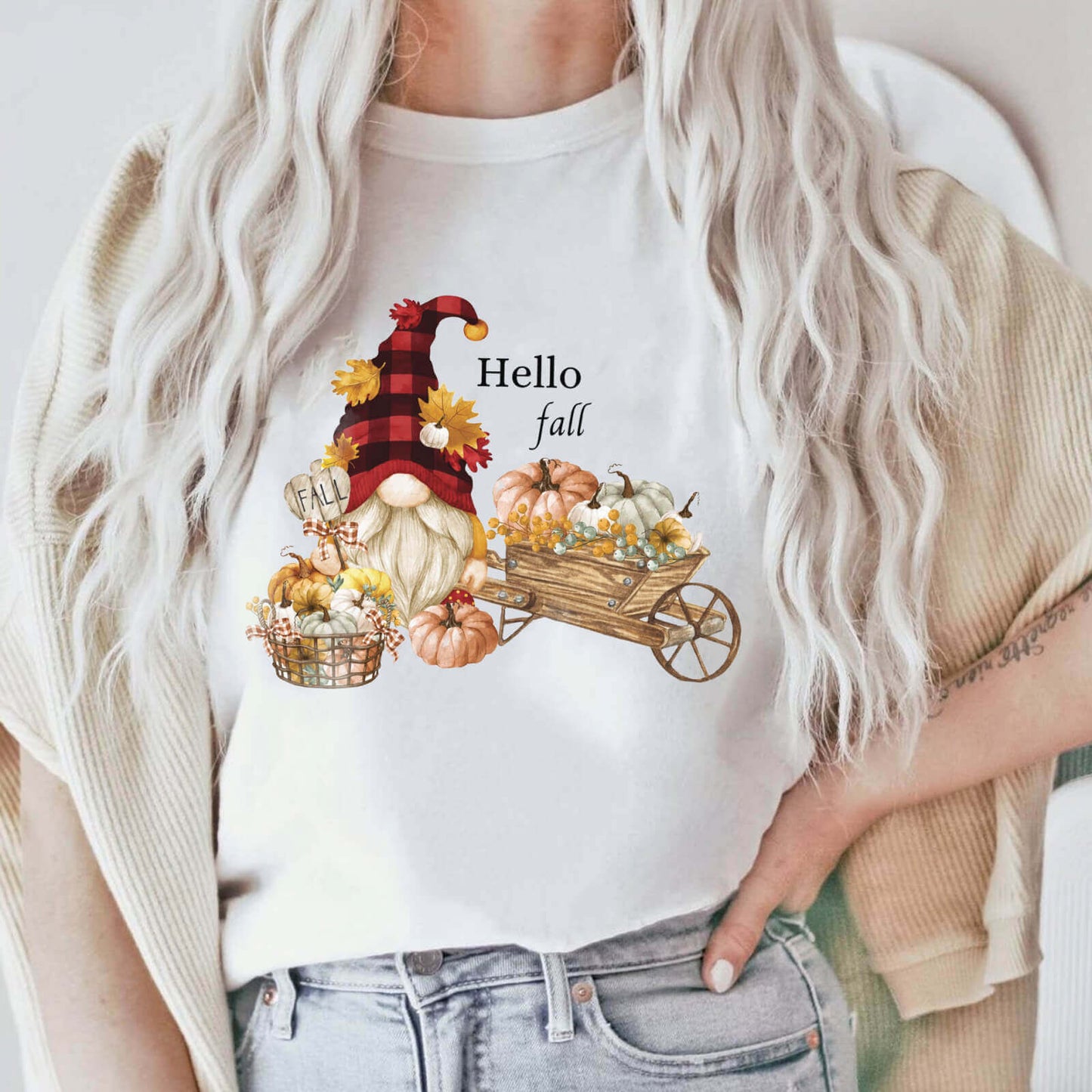 Tricou Dama Alb Hello Fall