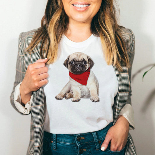 Tricou Dama Alb Gangsta Pug