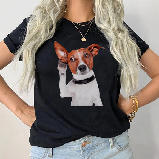 Tricou Dama Negru Listening Dog