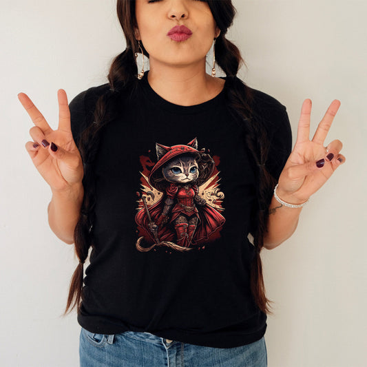 Tricou Dama Negru Witch Cat